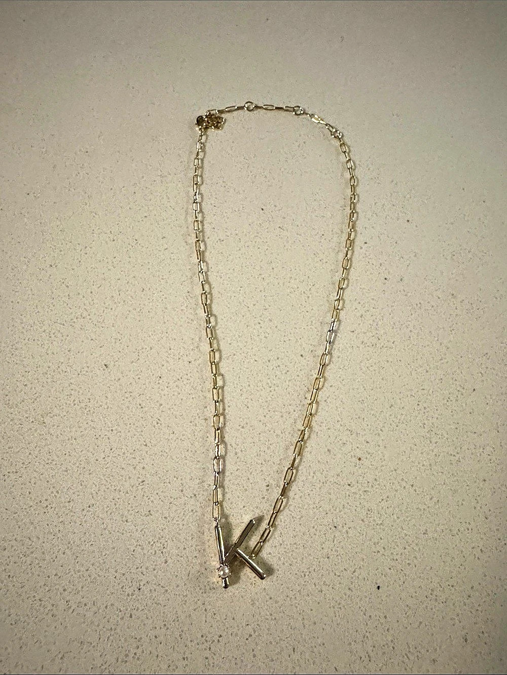 Kendra Scott Pearl Letter K Short Pendant Necklace Gold-Tone Geometric Pendant